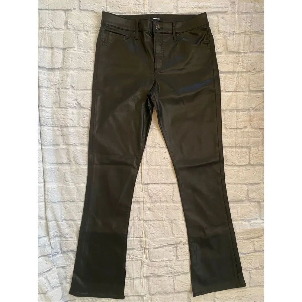Express women 10R mid rise skyscraper shimmer shine bootcut pants black